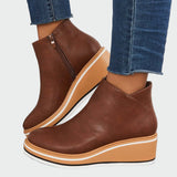 Anna Sofistikované Kožené Kotníkové Platformové Boty