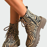 Magdaléna Extravagantní Kotníkové Boty Se Šněrováním