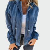 Eva Sofistikovaná Sametová Bunda Pruhovaná Univerzální