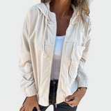 Eva Sofistikovaná Sametová Bunda Pruhovaná Univerzální