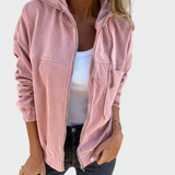 Eva Sofistikovaná Sametová Bunda Pruhovaná Univerzální