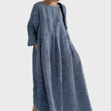 Markéta Elegantní Červené Šaty Tříčtvrťové Svislepruhované