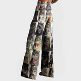 Kristýna Exkluzivní Široké Džíny Městské Vzorované