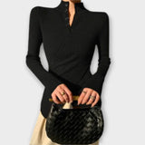 Alena Elegantní Pletená SlimFit Blůza PruhovanáČerná