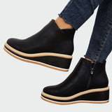 Anna Sofistikované Kožené Kotníkové Platformové Boty