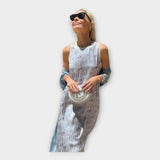 Lucie Elegantní Vestido Maxi Vzdušná Lineárnívzorydrapování