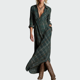 Soraya | Dlouhé zelené kostkované šaty