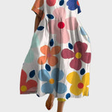 Magdaléna Impozantní Dlouhé Květinové Oversize Šaty