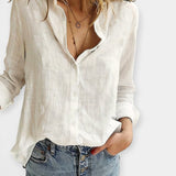 Věnceslava Sofistikovaná Přírodní Lněná Vyšívaná Halenka