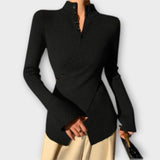 Alena Elegantní Pletená SlimFit Blůza PruhovanáČerná