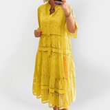 Adéla Elegantní Krajkové Šaty Tříčtvrteční Knoflíky