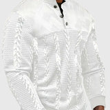 Dawson - Svetr s dlouhým rukávem Henley s pruhy