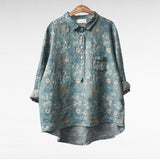 Marie Elegantní Květinová Halenka Dlouhý Rukáv Manžety