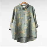 Marie Elegantní Květinová Halenka Dlouhý Rukáv Manžety