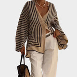 Magdaléna Sofistikovaná Oversize Pruhovaná Košile Denní