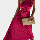 Karolína Romantická Asymetrické Květinové Skládané Šaty