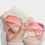 Lucie Elegantní Metalové Sluneční Brýle GradientníČočky