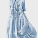 Magdaléna Sofistikované Světlemodré Hedvábné Dámské Šaty