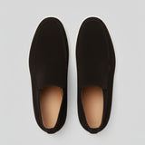 Pánské semišové loafers boty – Slip-On Chukka styl, plochý podpatek – Černé