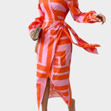 Karolína Sofistikované Splývavé Jemné Šaty Potiskem