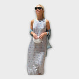 Věnceslava NadčasověElegantní Maxi Šaty Geometrický Vzor