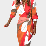 Věnceslava Elegantní Midi Šaty Drapé Minimalistické