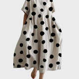 Magdaléna Sofistikované Bílé Puntíkové Vzdušné Šaty