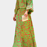 Magdaléna Glamorózní Midiové Šaty Psychedelický Vzor