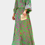 Magdaléna Glamorózní Midiové Šaty Psychedelický Vzor