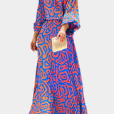 Magdaléna Glamorózní Midiové Šaty Psychedelický Vzor