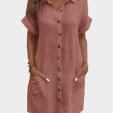 Lucie Elegantní Midi Šaty S Kapsami A Předními Knoflíky