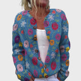 Magdaléna Sofistikovaná Chaleco De Punto Květinovýmvzorem