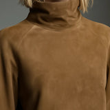 Viktorka | Volná mini šaty s rolákem v vintage stylu z semiše