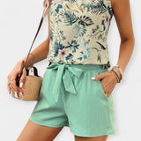 Jana Elegantní ConjuntoTropical Halter Topem Šortky