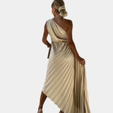 Karolína Romantická Asymetrické Květinové Skládané Šaty