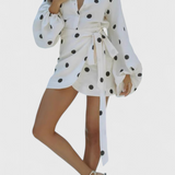 Romara | Minišaty s puntíky, dlouhým rukávem a zúženým pasem