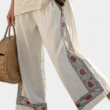 Lucie Elegantní Set Lněný Středomořský Červenozelený