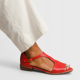 Doina | Elegantní sandály z eko kůže se špičatou špičkou a nízkým podpatkem