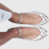 Sofica | Stříbrné sandály s kulatou špičkou a kotníkovým páskem