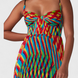 Janis | Maxi šaty s uměleckým potiskem a srdíčkovým halter výstřihem