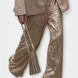 Elva | Kalhoty s vysokým pasem, flitry a volným střihem