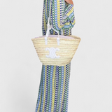 Crisanta | Dlouhé potištěné šaty s vícebarevnými vlnami a dlouhým rukávem