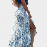 Karen | Maxi květinová sukně s rozparkem a volánky