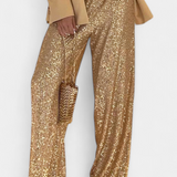 Elva | Kalhoty s vysokým pasem, flitry a volným střihem