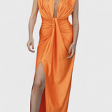 Lakisha | Nabírané midi šaty s hlubokým výstřihem do V