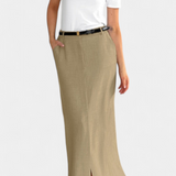 Amani | Dlouhá sukně s vysokým pasem, předním rozparkem a rovným střihem