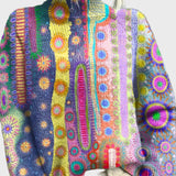 Veronika Elegantní Pletený Svetr Slunečním Potiskem