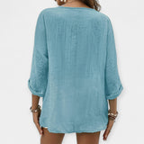 Marie Elegantní Lněná Modrá KošileSVýstřihemV Lehká