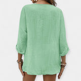 Marie Elegantní Lněná Modrá KošileSVýstřihemV Lehká